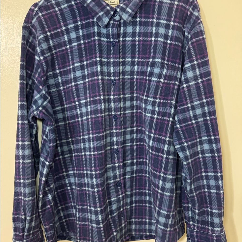 L.L. Bean Blue and Purple Plaid Shirt